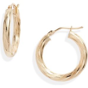 Bony levy 14k hoop texture earrings